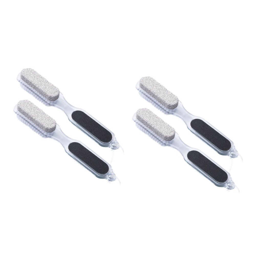 POPETPOP 4pcs Ergonomic Foot Care Kit Exfoliating Brush Pumice Stone Nail File and Rasp for Smooth Skin Home Pedicure Tools