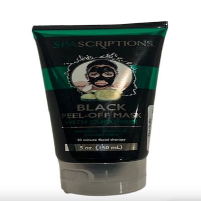 SpaScriptions 5 oz 150 ml Black Peel-Off Mask with Cucumber, Reaches deep within the pores, soothes skin, brightens skin, unclogs pores & purifies skin