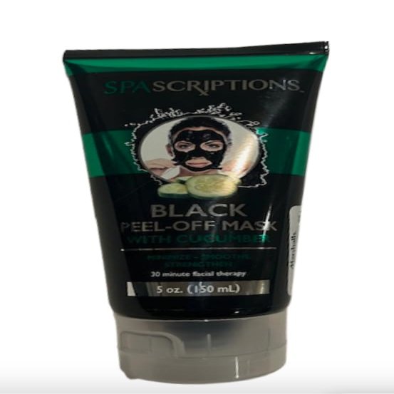 SpaScriptions 5 oz 150 ml Black Peel-Off Mask with Cucumber, Reaches deep within the pores, soothes skin, brightens skin, unclogs pores & purifies skin