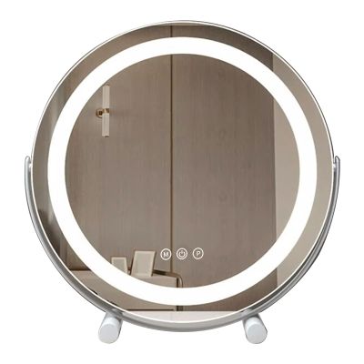 3 Color Makeup Mirror comfortable Standing Table Vanity Mirror Metal Frame, Cosmetic Mirror With Lighting LED Table Mirror Dimmable Touch Screen 360 Degree Rotation Perfect For Shaving And Applying Ma