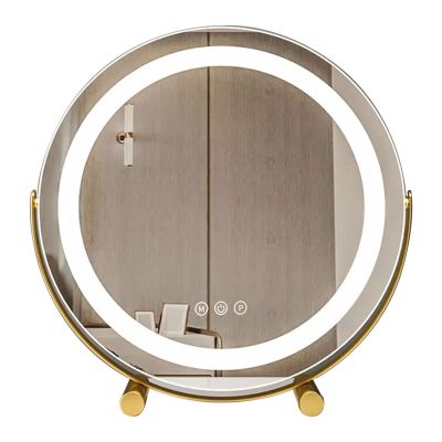 3 Color Makeup Mirror comfortable Standing Table Vanity Mirror Metal Frame, Cosmetic Mirror With Lighting LED Table Mirror Dimmable Touch Screen 360 Degree Rotation Perfect For Shaving And Applying Ma