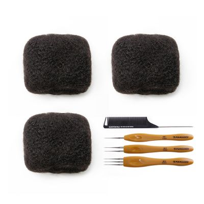 100% Human Hair for Dreadlock Extensions & Locs Repair, Afro Kinky Bulk Bundles with Crochet Hook Kit & Comb, Salon-Grade Natural Hair for Twists, Braids, Crochet Styles (16 Inch 90g)