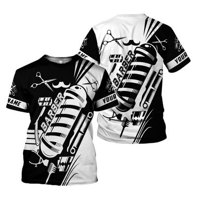 Vybonz Personalized Barber Gift for Barber 3D All Over Printed Shirts Gift for Men & Women Hair Stylist Shirt Gift Barbershop (Polyester, HD117)