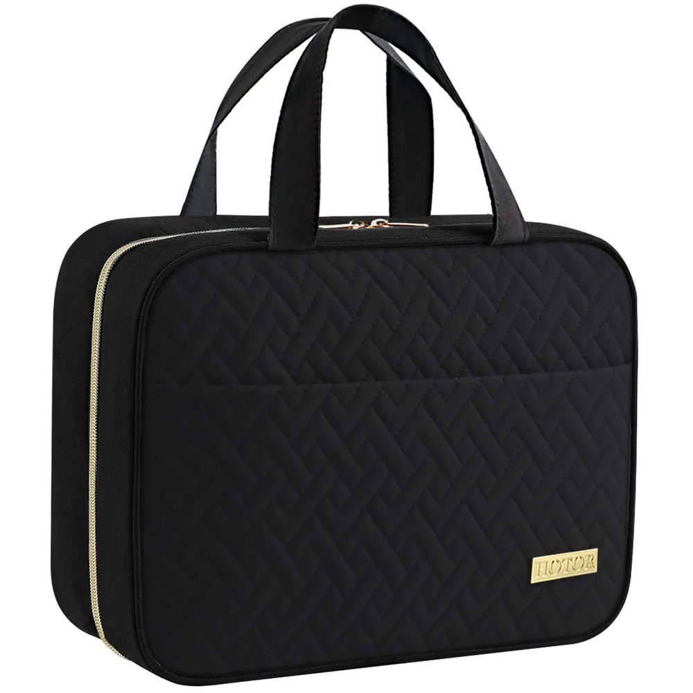 HOTOR Travel Toiletry Bag - Hanging Toiletry Bag for Women & Men, Makeup Bag/Big Comparment, Waterproof for Travel Accessories, Travel Essentials, Large, Black