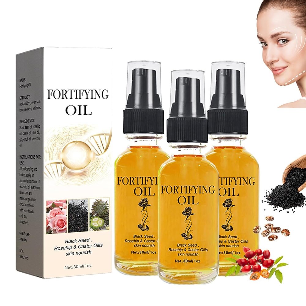 3PCS Castor Oil Black Seed Oil Rosehip Oil Face Serum,Facial Serum Oil,Nourishing, Firming Skin, Diminishing Wrinkles,Organic Golden Castor Oil