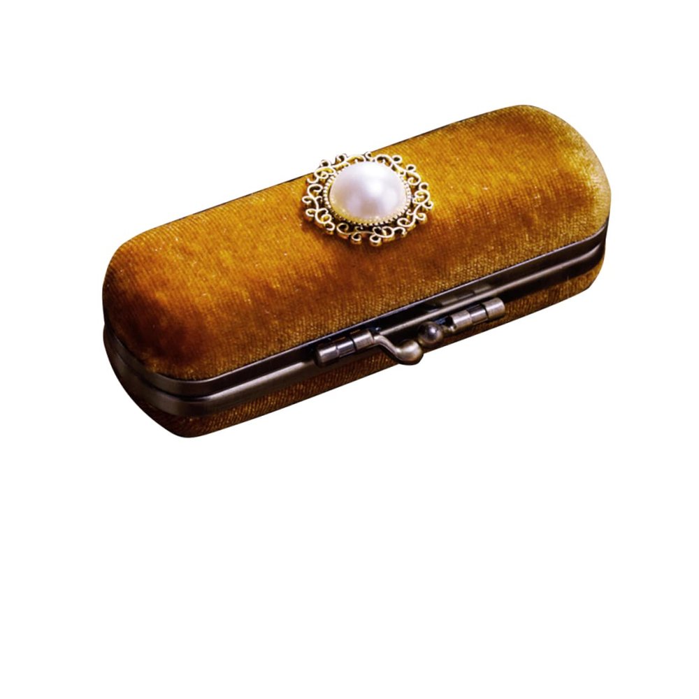 POPETPOP Vintage Style Lipstick Organizer Makeup Case with Mirror Lipstick Storage Box for Pocket Present