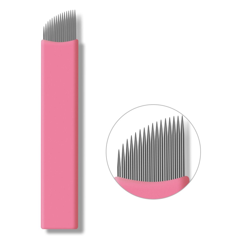 30PCS Nano Microblading Needles 0.15MM Pink Nano Fine Blade Tattoo Eyebrow Blades Microblade Embroidery Needles for 3D Eyebrow Semi Permanent Makeup (0.15mm 16Pins)