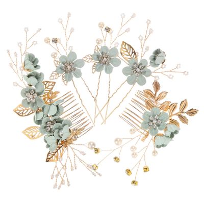 Abaodam 5pcs Bridal Hair Accessories Set Rhinestone Hair Comb and Pins for Wedding Engagement Prom