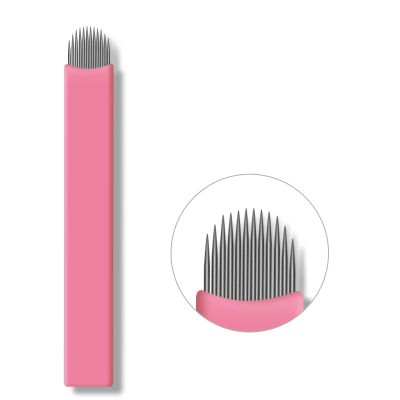 30PCS Nano Microblading Needles 0.15MM Pink Nano Fine Blade Tattoo Eyebrow Blades Microblade Embroidery Needles for 3D Eyebrow Semi Permanent Makeup (0.15mm 12U)