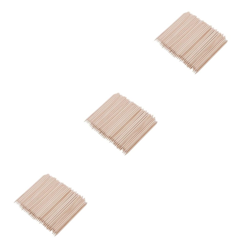 POPETPOP 3sets Wood Stick Cuticle Pusher Removers Set Orange Sticks Softener Remover 100pcs*3
