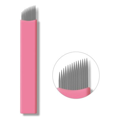 30PCS Nano Microblading Needles 0.15MM Pink Nano Fine Blade Tattoo Eyebrow Blades Microblade Embroidery Needles for 3D Eyebrow Semi Permanent Makeup (0.15mm 14Pins)