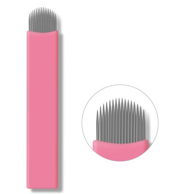 30PCS Nano Microblading Needles 0.15MM Pink Nano Fine Blade Tattoo Eyebrow Blades Microblade Embroidery Needles for 3D Eyebrow Semi Permanent Makeup (0.15mm 16U)