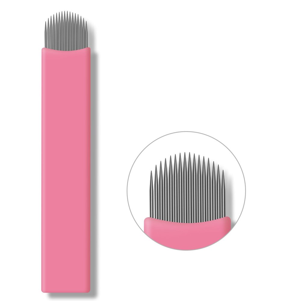 30PCS Nano Microblading Needles 0.15MM Pink Nano Fine Blade Tattoo Eyebrow Blades Microblade Embroidery Needles for 3D Eyebrow Semi Permanent Makeup (0.15mm 16U)