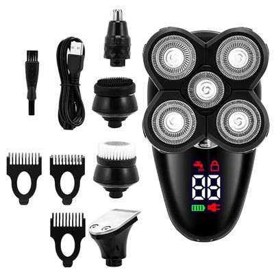 Head Shavers for Bald Men, 5 In 1 Electric Razor For Men Bald Head Shaver LED Display Nose Hair Beard Trimmer Clippers Facial Cleansing Brush