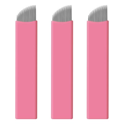 30PCS Nano Microblading Needles 0.15MM Pink Nano Fine Blade Tattoo Eyebrow Blades Microblade Embroidery Needles for 3D Eyebrow Semi Permanent Makeup (0.15mm 18Pins)