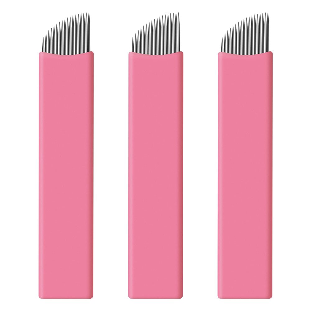 30PCS Nano Microblading Needles 0.15MM Pink Nano Fine Blade Tattoo Eyebrow Blades Microblade Embroidery Needles for 3D Eyebrow Semi Permanent Makeup (0.15mm 18Pins)