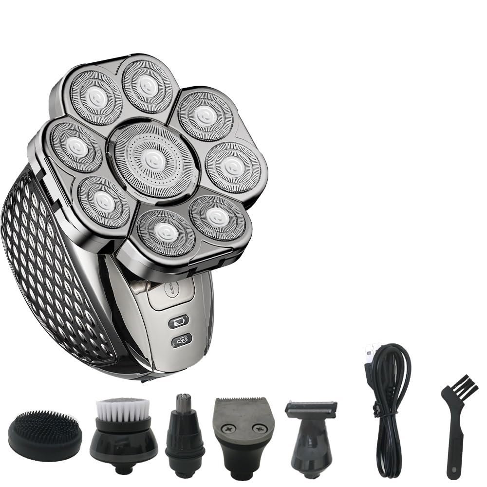 Head Shavers for Bald Men, 6 IN 1 Shaver 9 Blades Multi Grooming Kit Digital Display Electric Shaver Hair Trimmer Beard Rlectric Razor Wet Dry Men Facial Shaving Machine