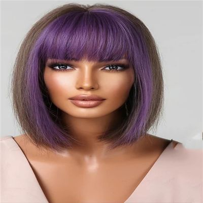 Mixed Brown Straight Wigs Synthetic Bob Wigs Heat Resistant Daily Cosplay Hair Wigs For Women LC2080-7
