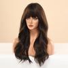 Long Wavy Synthetic Hair Wigs With Bangs Ombre Black Brown Heat Resistant Natural Cosplay Wigs For Women lc226-5 view 3