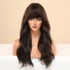 Long Wavy Synthetic Hair Wigs With Bangs Ombre Black Brown Heat Resistant Natural Cosplay Wigs For Women lc226-5 view 4