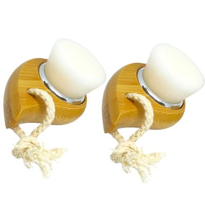 Back 2 Roots Facial Cleansing Brush, Ergonomic Wooden Handle, Ultra Soft Bristles for Sensitive Skin, Dry or Wet Brushing and Exfoliation, 2 Pack