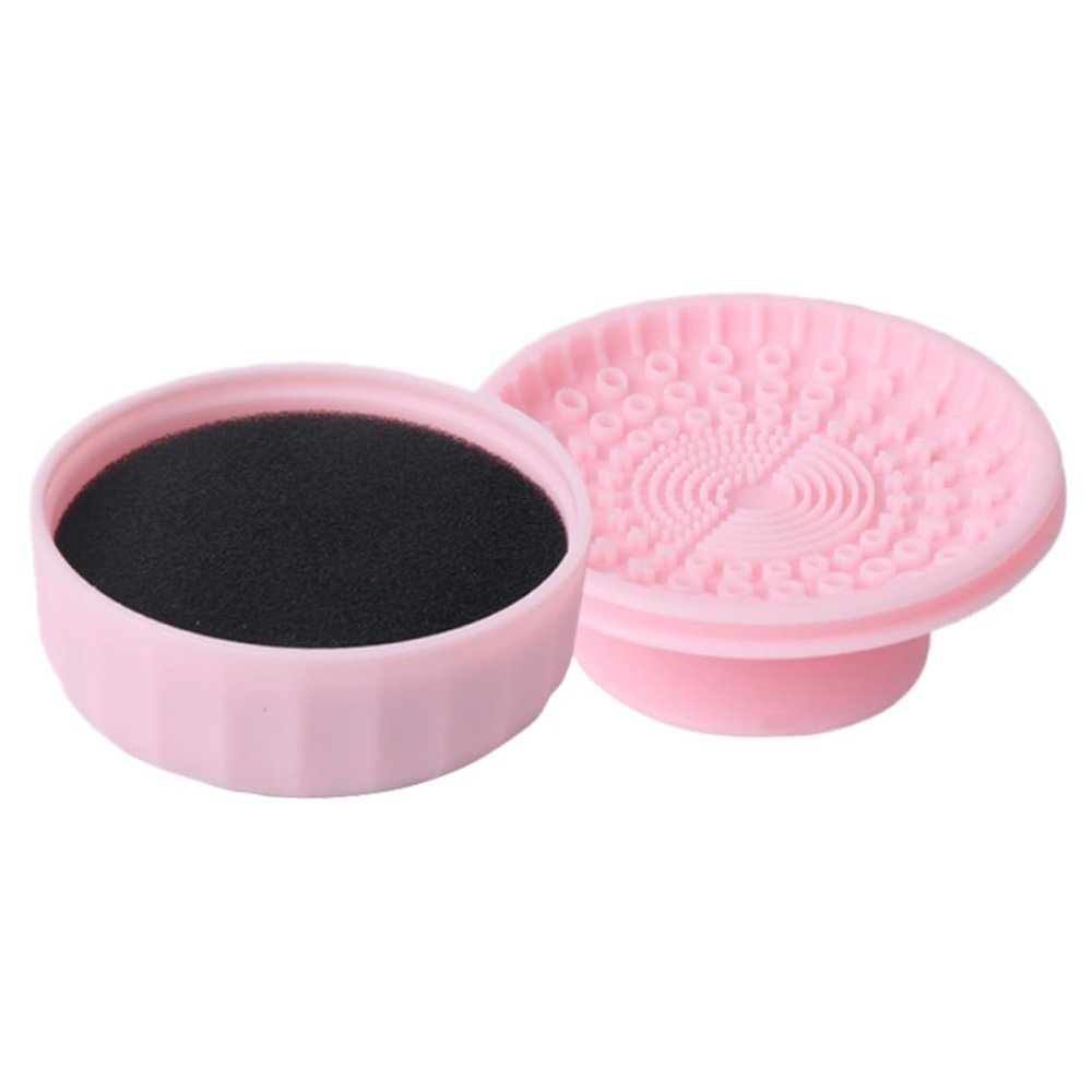Abaodam Cosmetic Brush Cleaner Box Dual-use Makeup Tool Silicone Cleaning Pad for Brushes Sponges Easy Use Makeup Tool Cleaning