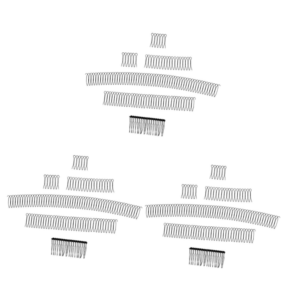 FOMIYES 15 Pcs Invisible Comb Side Barrettes for Girls Bobby Pin Holder Bracket Hair Metal Miss, 28x3cmx3pcs, Blackx3pcs