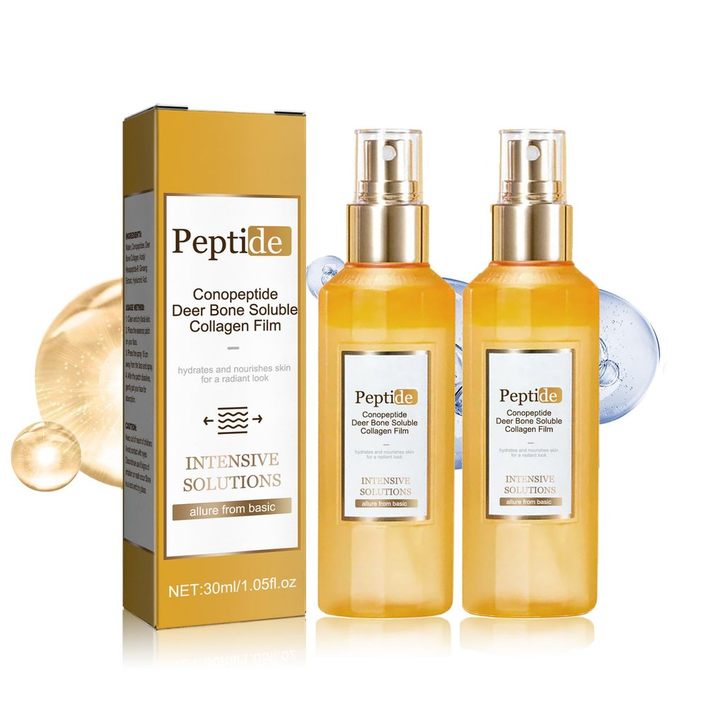 AIFEG Peptidew Korean Peptide Deer Bone Soluble Collagen Film, Conopeptide Deer Bone Soluble Collagen Film, Peptide Deer Bone Collagen Essence Kit for Wrinkles, Face Lift (2 Pcs)