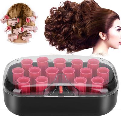 15pcs Electric Hair Perm Rods with Hair Clips, Low Temperature Hair Styling, Constant Temperature forand Lasting Hair Curling (US Plug)