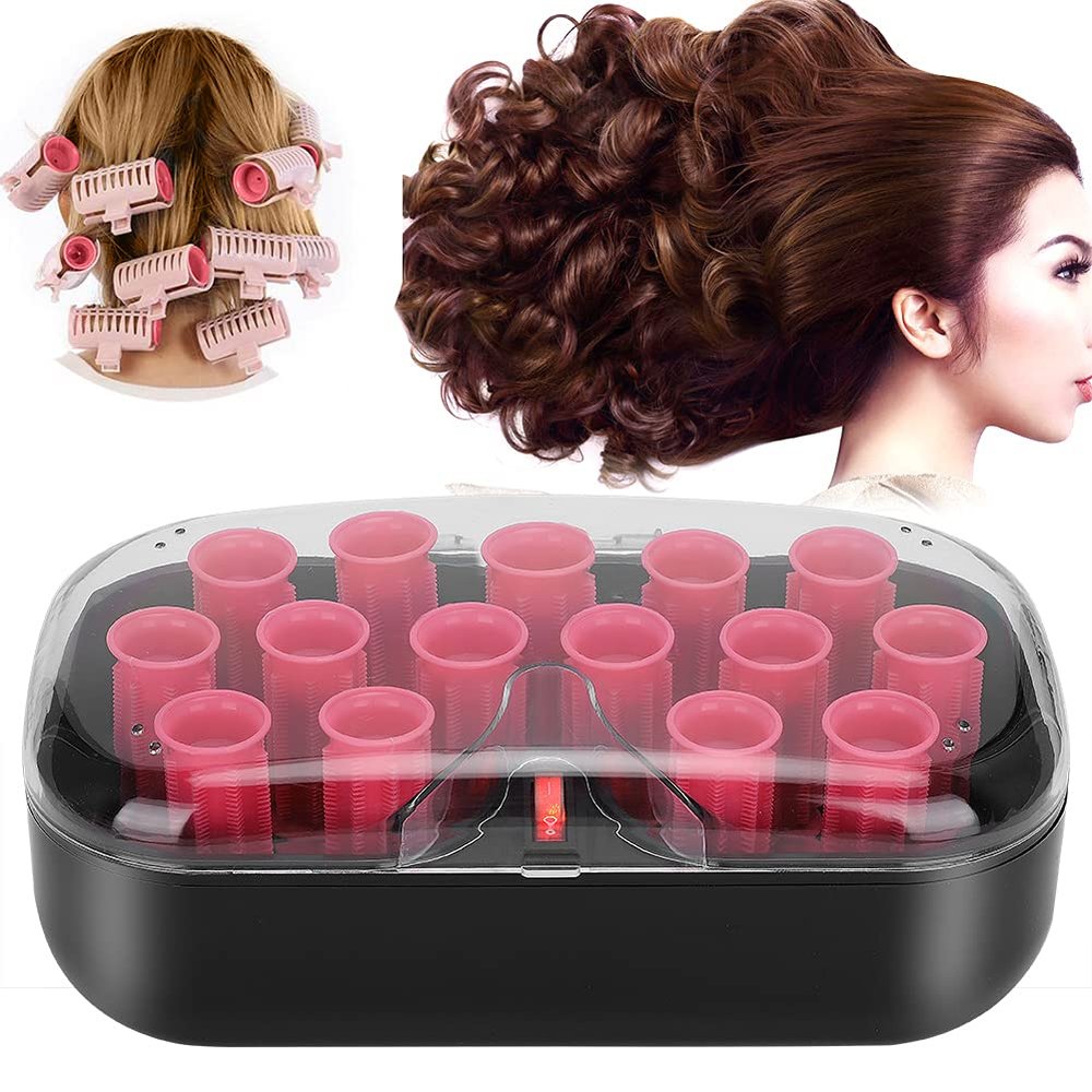 15pcs Electric Hair Perm Rods with Hair Clips, Low Temperature Hair Styling, Constant Temperature forand Lasting Hair Curling (US Plug)