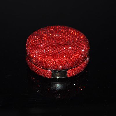 Daofaith Bling Diamond Makeup Powder Empty Container, Cushion Foundation Case with Round Mirror, Air Cushion Puff Case, Foundation BB Cream Box -Red