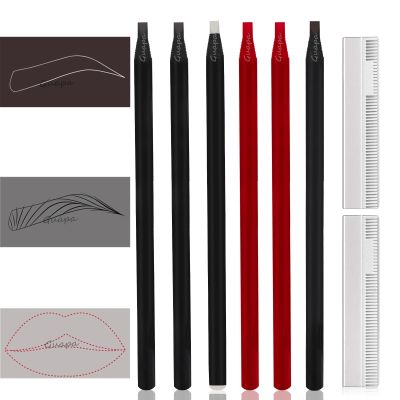 Microblading Supplies Waterproof Eyebrow Pencil-6 Pieces Red Brow Lips Mapping Pencil Set For Marking, Filling, Outlining, Tattoo Makeup Kit And Permanent Makeup Eye Brow Lip Liners (6PCS Mixed Color)