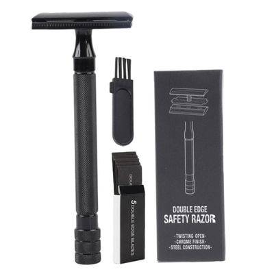 FOMIYES 3 Sets Manual Shaver Edge Razor Blades Shaver Metal Razor Manual Shaving Cutter Old Type Razor Manscape Trimmer for Men Reusable Razor Hair Razor Beard Double Sided Abs Double Edge, Black