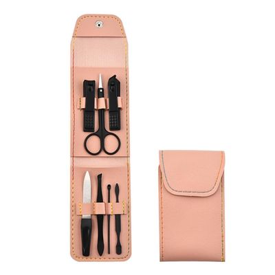 7/12Pcs Manicure Beauty Set Nail Clipper Nail Scissors Eyebrow Scissors File Double Pick Tweezers Household Tools,7Pcs,Pink