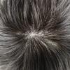 Full French Lace Mens Toupee Human Hair Replacement System Soft Lace Bleached Knots Natural Hairpieces for Men 7"X9" #320 Dark Brown with 20% gray hair-100% density view 4