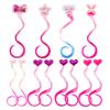 12 Pieces Hair Clips for Girls, Bow Curly Pink Gradient Hair Extensions for Kids, Little Girl Hair Clips Accessories for Ponytails Princess Dress Up view 1