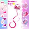 12 Pieces Hair Clips for Girls, Bow Curly Pink Gradient Hair Extensions for Kids, Little Girl Hair Clips Accessories for Ponytails Princess Dress Up view 2