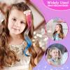 12 Pieces Hair Clips for Girls, Bow Curly Pink Gradient Hair Extensions for Kids, Little Girl Hair Clips Accessories for Ponytails Princess Dress Up view 3