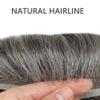 Full French Lace Mens Toupee Human Hair Replacement System Soft Lace Bleached Knots Natural Hairpieces for Men 7"X9" #1B60 Off Black with 60% gray hair -100% density view 3