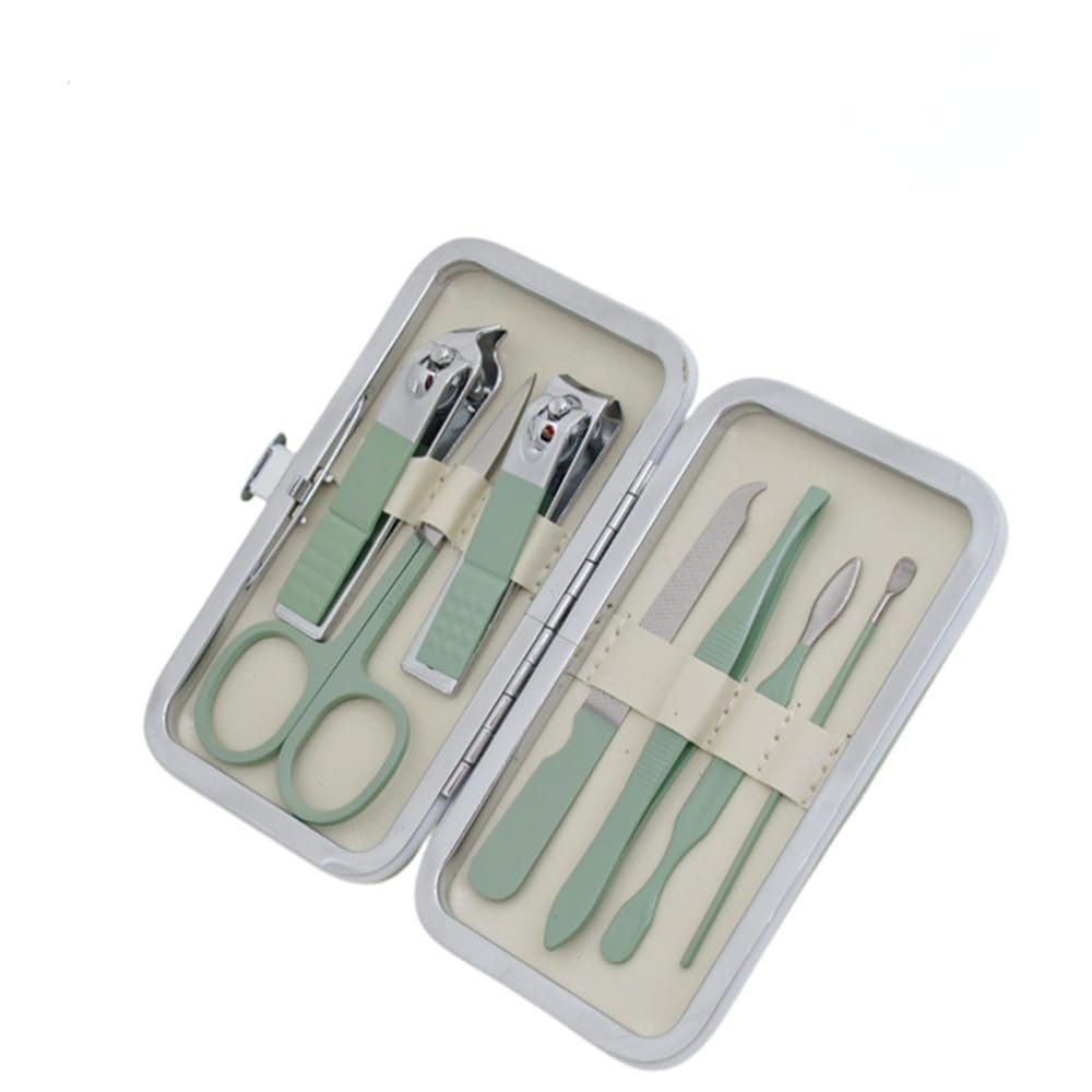 18pcs Stainless Steel Nail Clipper Tool Set Nail Pedicure Beauty Pliers Beauty Set,7pcs Green