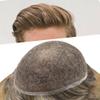 Full French Lace Mens Toupee Human Hair Replacement System Soft Lace Bleached Knots Natural Hairpieces for Men 7"X9" #620 Light Brown with 20% gray hair-80% density view 1