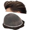 Full French Lace Mens Toupee Human Hair Replacement System Soft Lace Bleached Knots Natural Hairpieces for Men 8"X10" #3 Dark Brown-90% density view 1