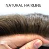 Full French Lace Mens Toupee Human Hair Replacement System Soft Lace Bleached Knots Natural Hairpieces for Men 8"X10" #3 Dark Brown-90% density view 3
