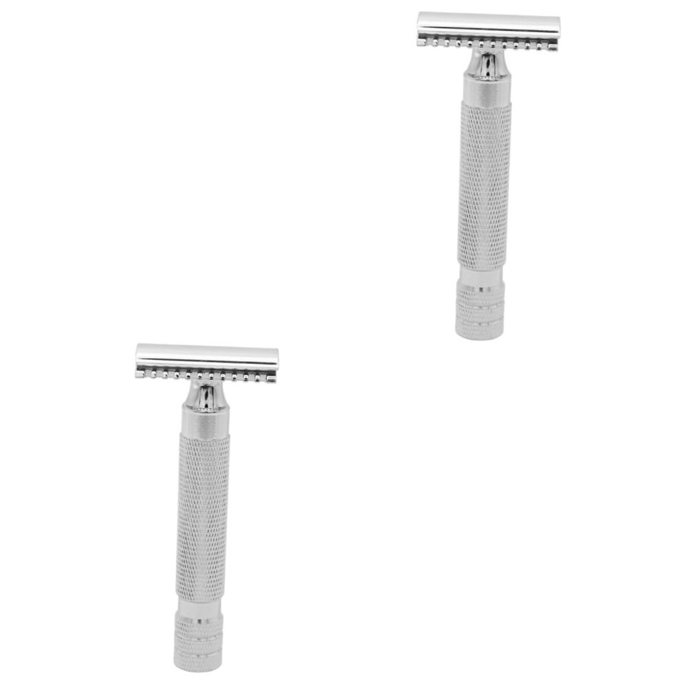 FOMIYES 2pcs Safety for Men Stainless Steel Textured Grip Professional Barbershop Home Use No Irritation Pattern