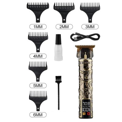 cdar Adjustable Cutting Length Clipper 1 Set LCD Hair Professional Carved Haircutting with Large Screen Display Maximum Control Beard Trimmer for Bronze A