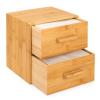 Bamboo Box with Makeup Remover Wipes, 50 XL Disposable Towels, Wash Cloths for Face and Body, Double-drawer Container for Face Towelettes view 1