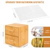 Bamboo Box with Makeup Remover Wipes, 50 XL Disposable Towels, Wash Cloths for Face and Body, Double-drawer Container for Face Towelettes view 2