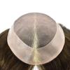 F M FACE MIRACLE NEW YORK Mens Toupee Fine Mono Real Hair Replacement System Poly Skin Around Human Hair Mens Toupee Durable Mens Hairpiece 6"X9"#4 Medium Brown-120% Medium Light to Medium Density view 4