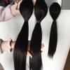 Kiss darling LASHES Straight Human Hair Drawstring Ponytail Extension 30inch Brazilian Virgin Hair Ponytail For Women Straight Ponytail Hairpiece with Clip in Binding Pony Tail 150grams #1B view 3