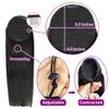 Kiss darling LASHES Straight Human Hair Drawstring Ponytail Extension 30inch Brazilian Virgin Hair Ponytail For Women Straight Ponytail Hairpiece with Clip in Binding Pony Tail 150grams #1B view 4